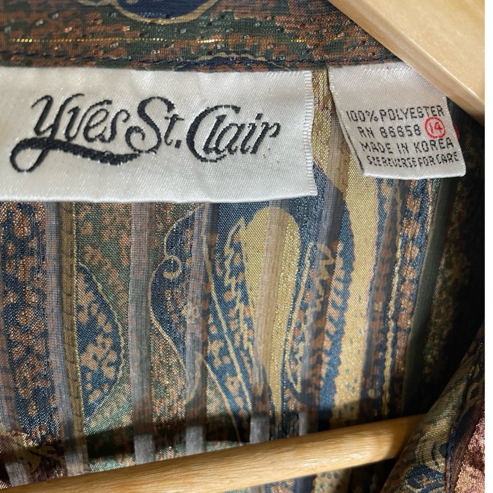 Yves St. Clair Multicolor Patterned long sleeve blouse size 14 - Picture 2 of 3